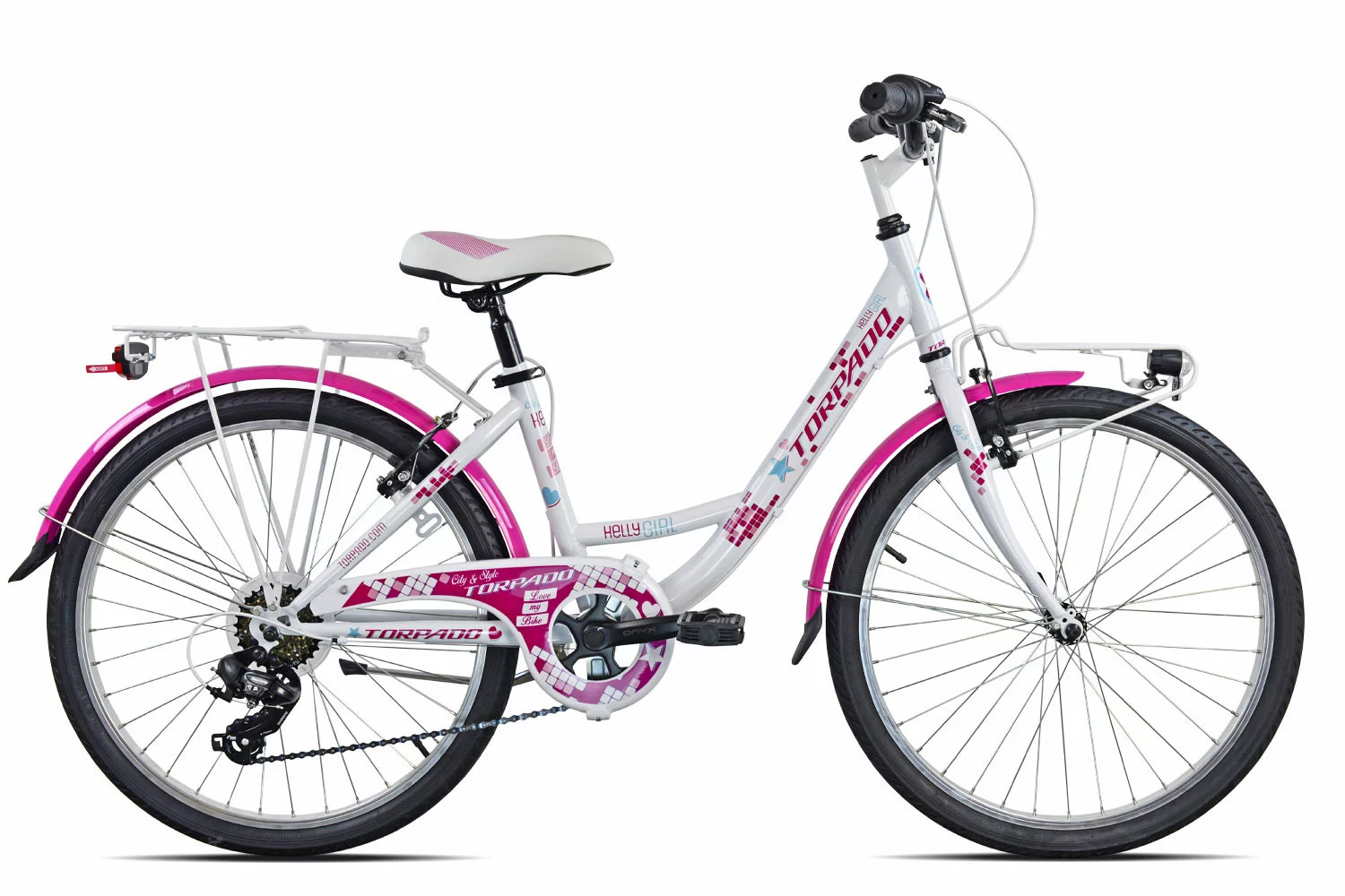 City Bike Torpado Kelly 24 TY300 6V Bianco Fucsia 3 City Bike Torpado Kelly 24 TY300 6V Bianco Fucsia